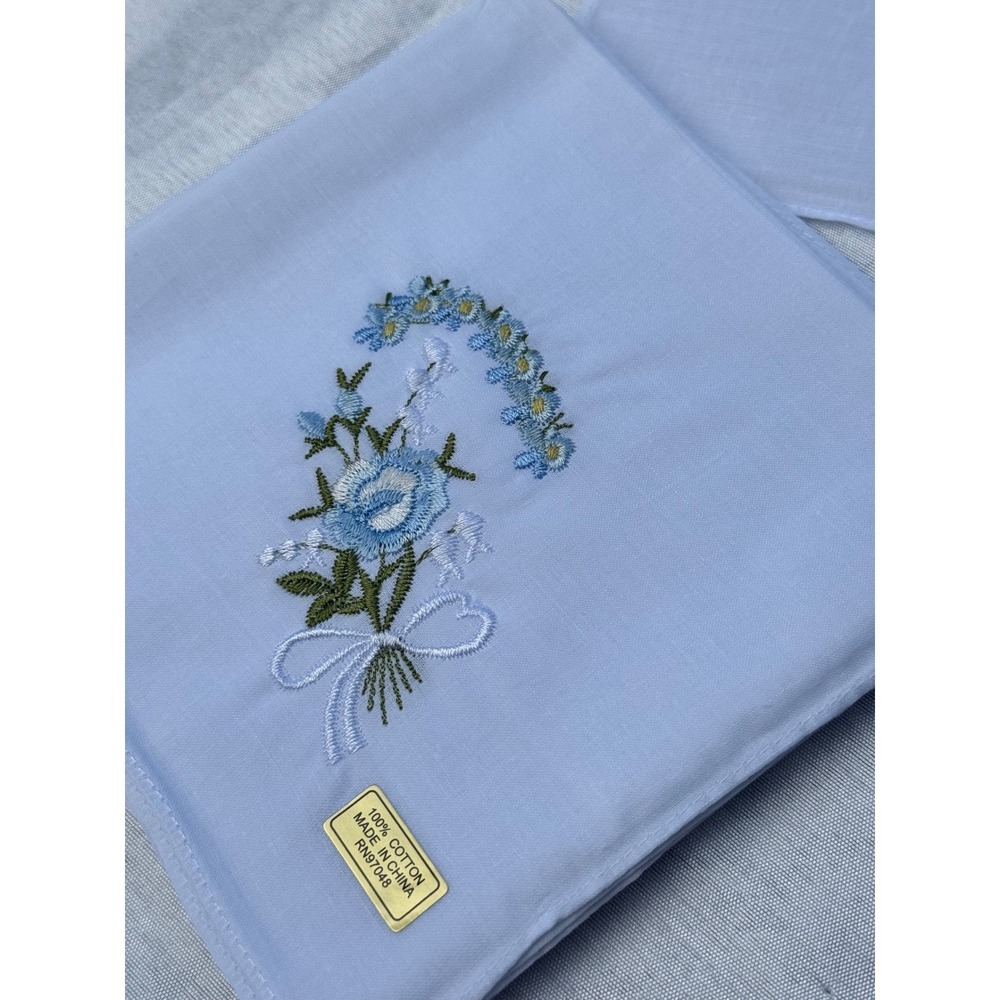 Vermont Country Store Women's Cotton Handkerchiefs 12 Pack Floral Blue 11x11 - Picture 6 of 13